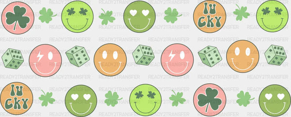Lucky Dice Smileys - St Patrick Cup Wrap UV Sticker Permanent UV DTF Decal