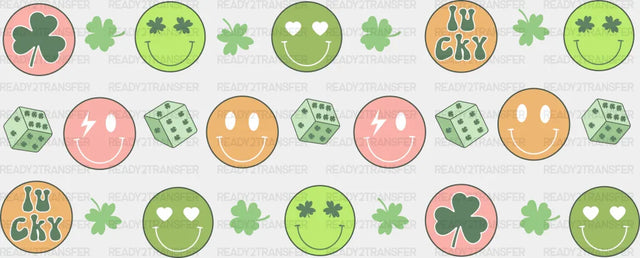 Lucky Dice Smileys - St Patrick Cup Wrap Uv Sticker Permanent Dtf Decal