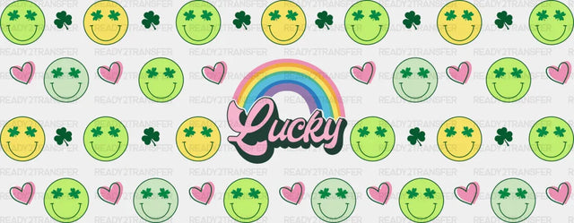 Lucky Rainbow And Smileys - St Patrick Cup Wrap Uv Sticker Permanent Dtf Decal