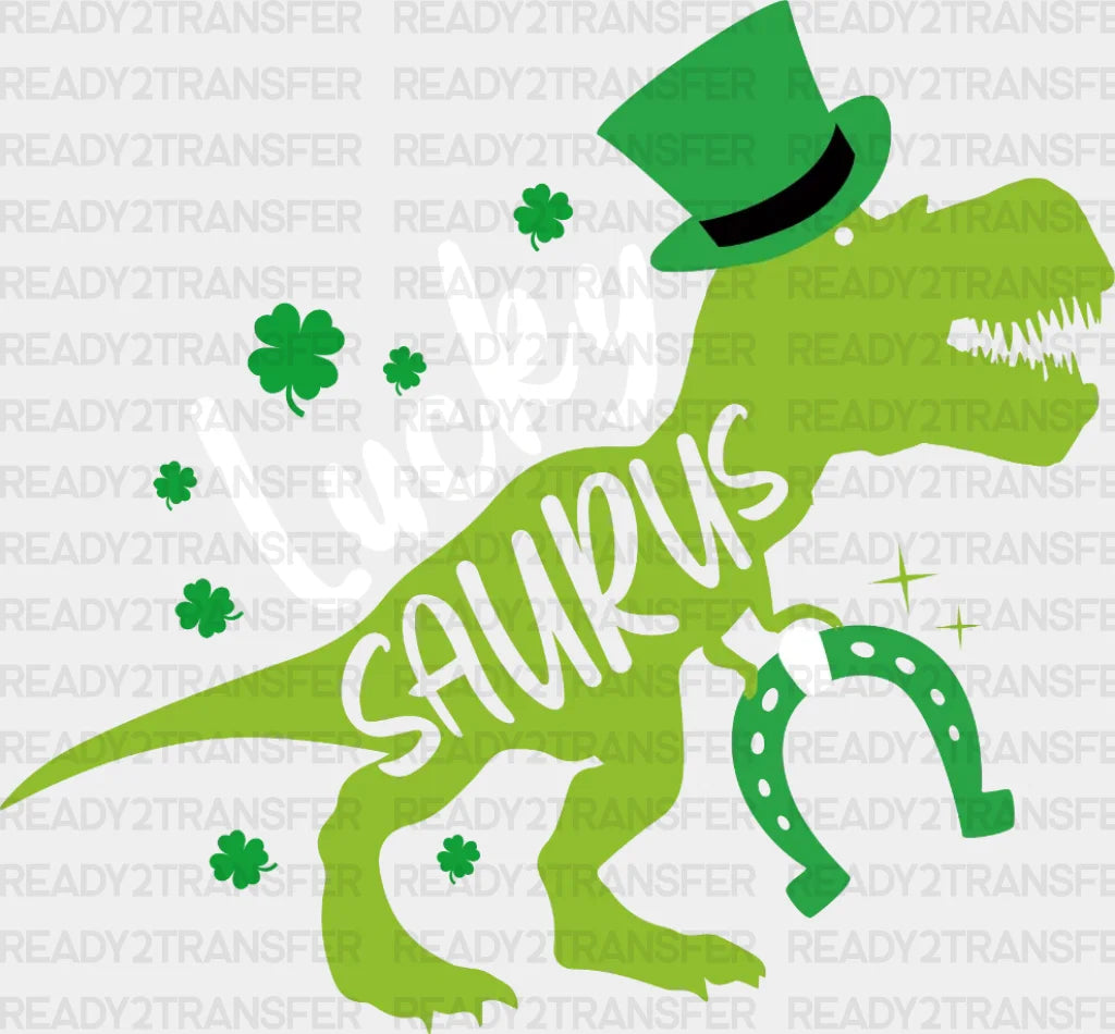 Lucky Saurus T-Rex St. Patrick’s Day Dtf Heat Transfer Saint Patricks Design St Paddys