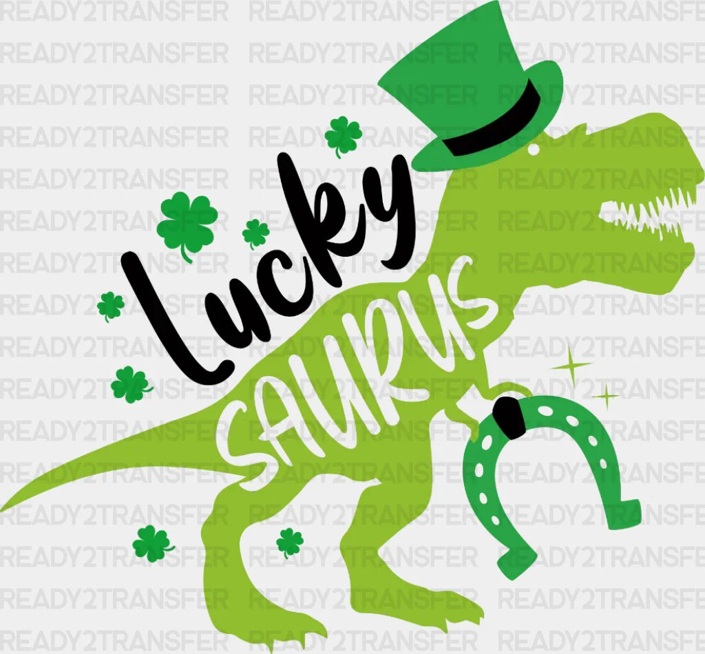 Lucky Saurus T-Rex St. Patrick’s Day Dtf Heat Transfer Saint Patricks Design St Paddys