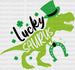 Lucky Saurus T-rex St. Patrick's Day DTF Heat Transfer, Saint Patricks Day Design, St Paddys Day DTF ready2transfer Black