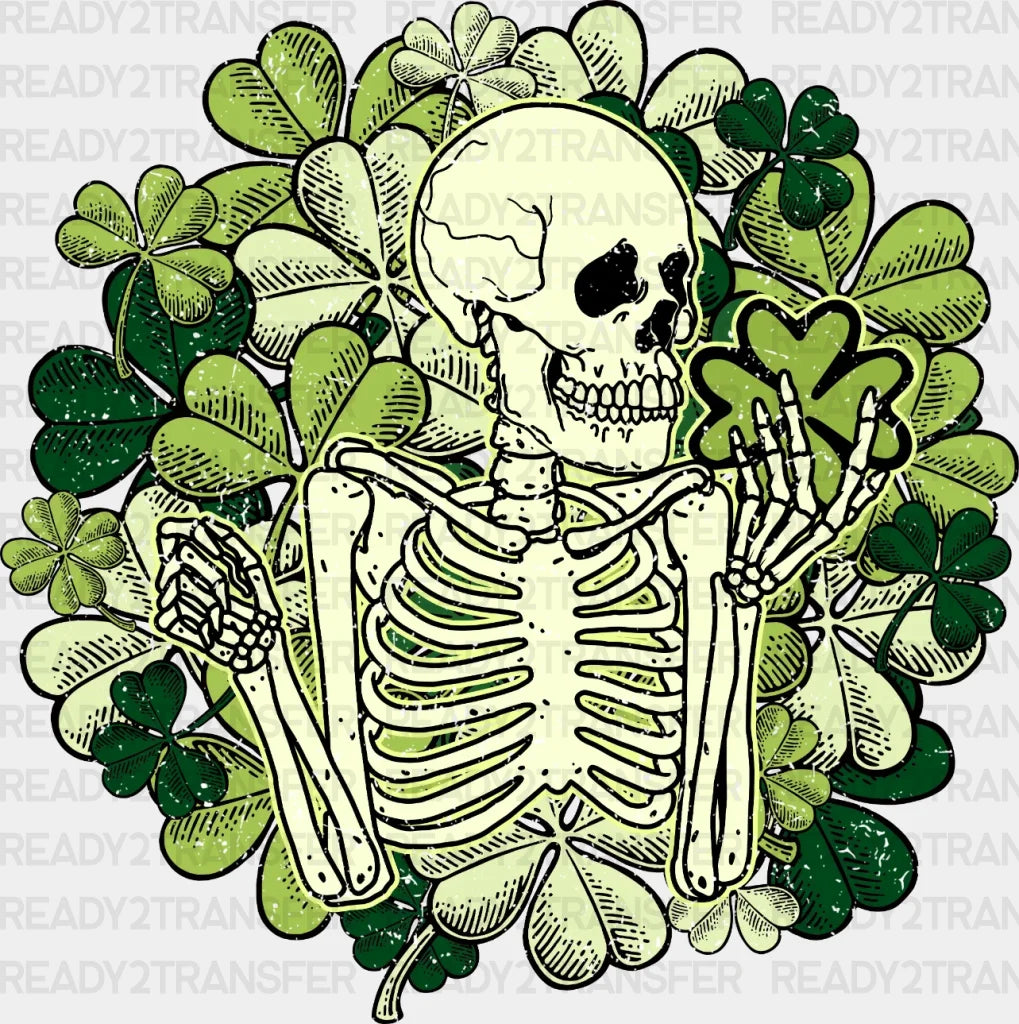 Lucky Skeleton St. Patrick’s Day Dtf Heat Transfer Saint Patricks Design St Paddys