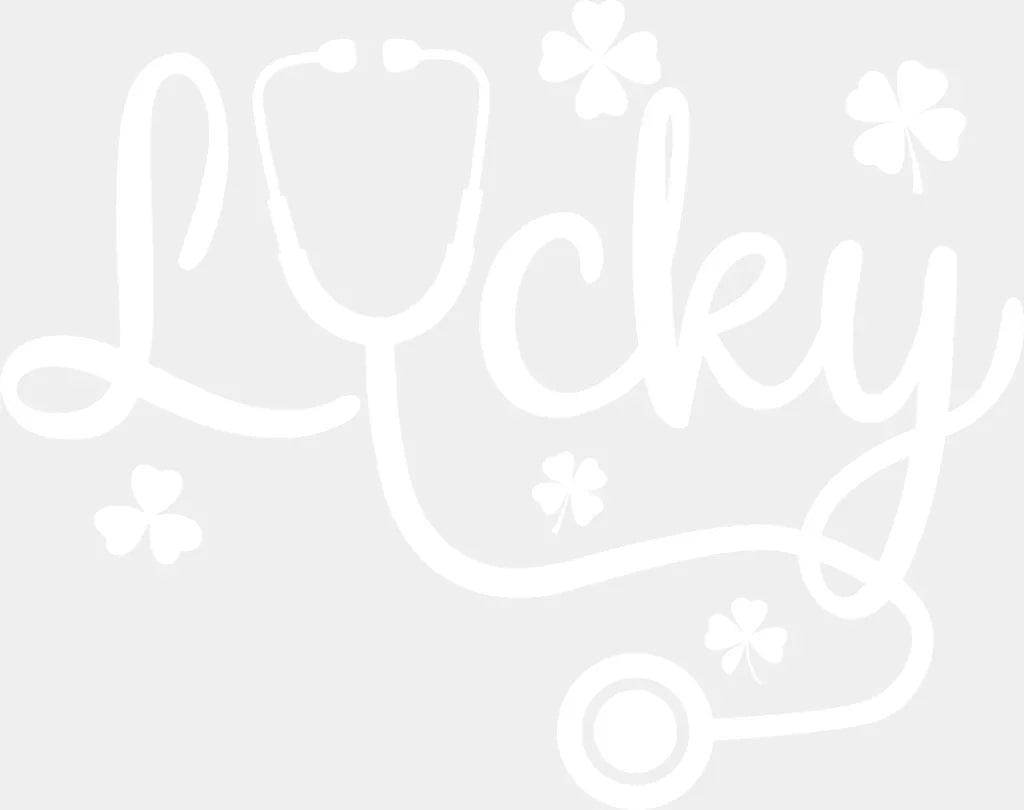 Lucky Stethoscope And Clovers - St. Patrick’s Day DTF Transfer Adult Unisex - S & M (10’’) / Light Color Design (See