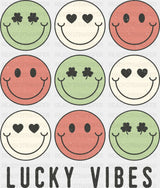 Lucky Vibes Smileys - St. Patrick’s Day DTF Transfer Adult Unisex - S & M (10’’) / Dark Color Design (See Imaging)