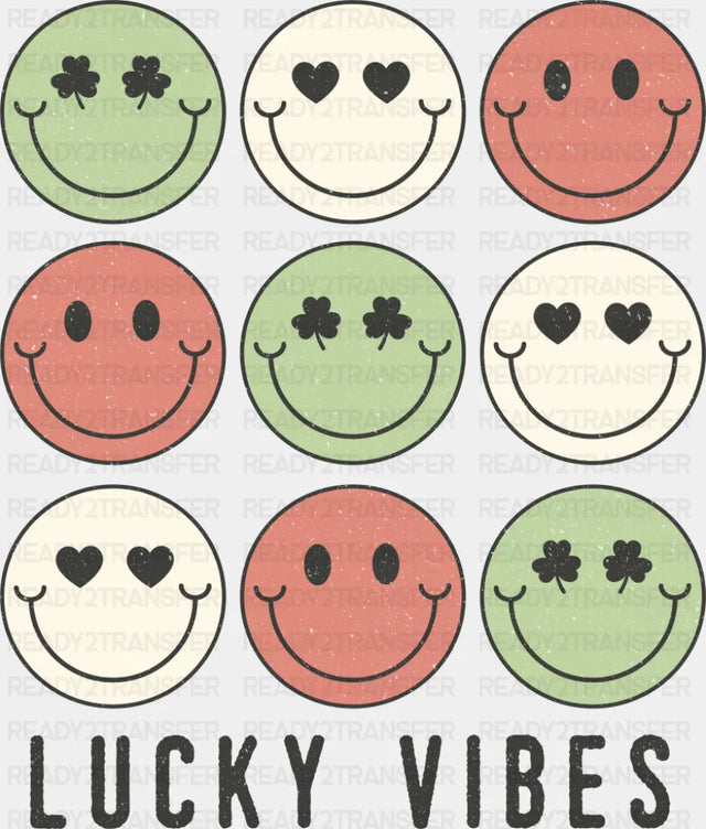 Lucky Vibes Smileys - St. Patrick’s Day DTF Transfer Adult Unisex - S & M (10’’) / Dark Color Design (See Imaging)