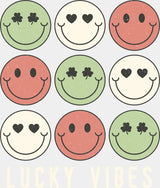 Lucky Vibes Smileys - St. Patrick’s Day DTF Transfer Adult Unisex - S & M (10’’) / Light Color Design (See Imaging)