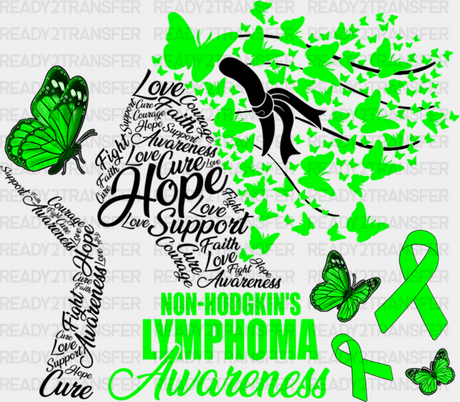 Lymphoma Awareness Butterfly Design - Dtf Heat Transfer Adult Unisex S & M (10’’) / Dark Color