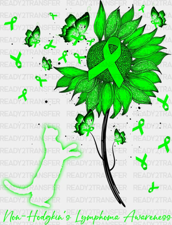 Lymphoma Awareness Cat Flower Design - Lymphoma DTF heat transfer