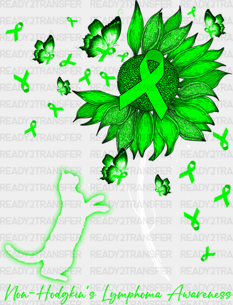 Lymphoma Awareness Cat Flower Design - Dtf Heat Transfer Adult Unisex S & M (10’’) / Light