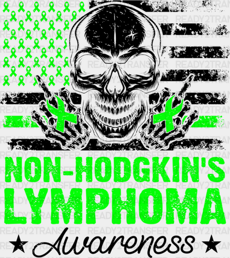 Lymphoma Awareness Skull Design - Dtf Heat Transfer Adult Unisex S & M (10’’) / Dark Color (See