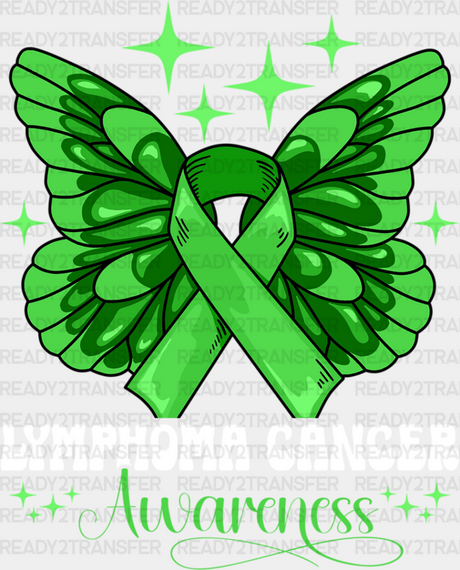 Lymphoma Butterfly Ribbon Design - Dtf Heat Transfer Adult Unisex S & M (10’’) / Light Color