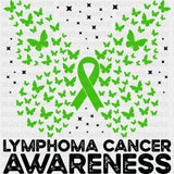 Lymphoma Cancer Awareness Butterfly - Lymphoma DTF Transfers - Adult Unisex - S & M (10’’) / Dark Color Design (See