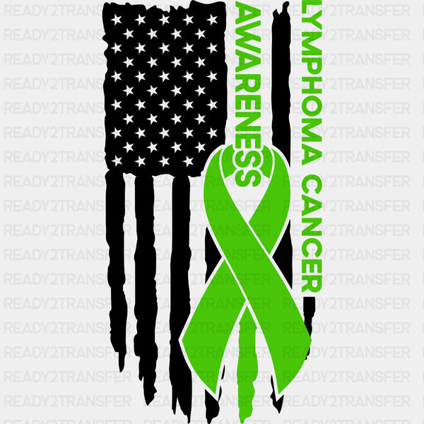 Lymphoma Cancer Awareness, US Flag - Lymphoma DTF Transfers