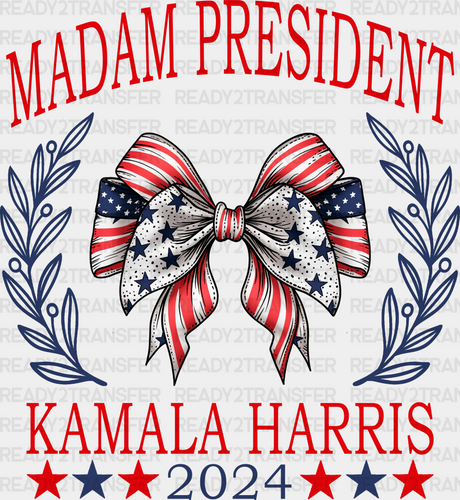 Madam President Ribbon Design - Election 2024 Dtf Transfer Adult Unisex S & M (10’) / Black