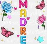 Madre Flowers Design - Mother’s Day DTF Transfer Adult Unisex - S & M (10’’) / Light Color Design (See Imaging)