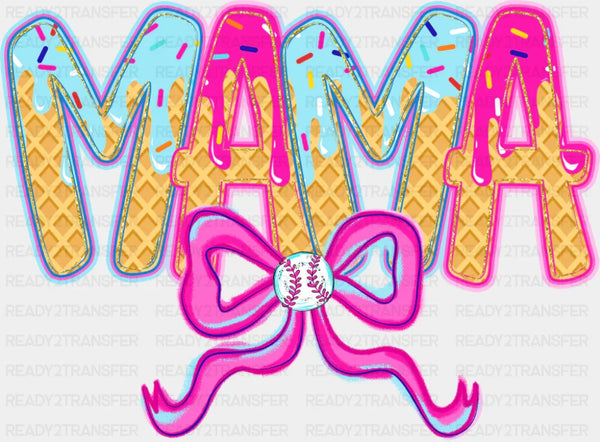 Mama Blue And Pink Baseball Ribbon - Mother's Day DTF Transfer