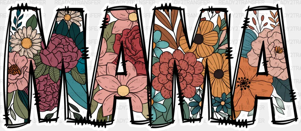 Mama Colorful Flowers Design - Mother’s Day Dtf Transfer Adult Unisex S & M (10’’) / Light
