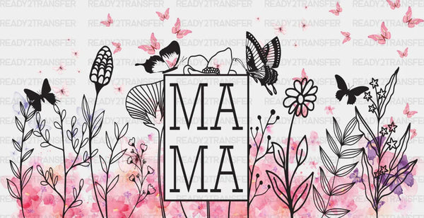Mama Flowers And Butterflies - Mom Cup Wrap UV Sticker Permanent UV DTF Decal