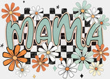 Mama Flowers B&W Checkered Design - Mother’s Day DTF Transfer Adult Unisex - S & M (10’’) / Light Color Design (See