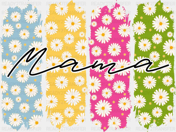 Mama Flowers Blue Yellow Pink Green - Mother's Day DTF Transfer