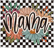 Mama Flowers Checkered Design - Mother’s Day DTF Transfer Adult Unisex - S & M (10’’) / Dark Color Design (See Imaging)