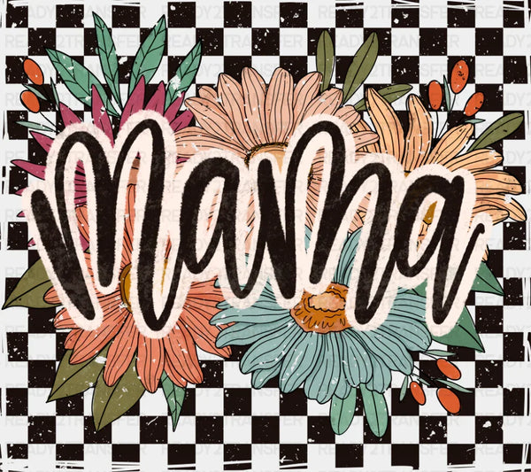 Mama Flowers Checkered Design - Mother's Day DTF Transfer