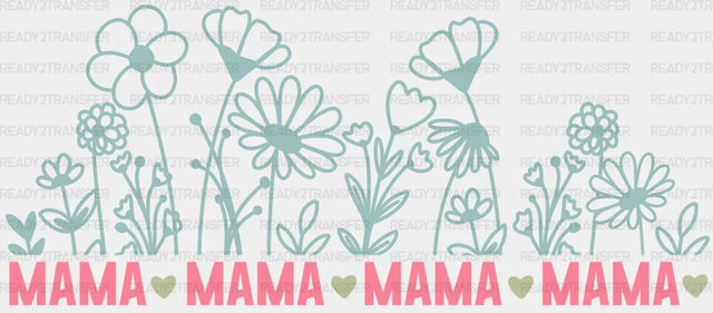 Mama Heart Flower Design - Mom Cup Wrap UV Sticker Permanent UV DTF Decal ready2transfer