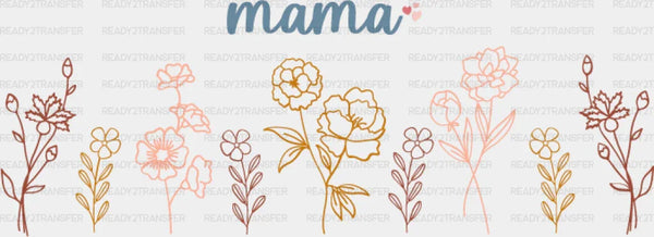 Mama Heart Flowers Design - Mom Cup Wrap UV Sticker Permanent UV DTF Decal