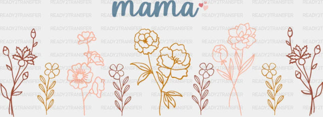 Mama Heart Flowers Design - Mom Cup Wrap UV Sticker Permanent UV DTF Decal ready2transfer