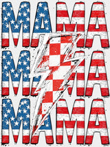 Mama Lightning Bolt - 4th Of July DTF Transfer Adult Unisex - S & M (10’’) / Light Color Design (See Imaging)