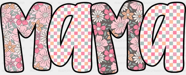 Mama Pink Checkered Design - Mother’s Day DTF Transfer Adult Unisex - S & M (10’’) / Dark Color Design (See Imaging)