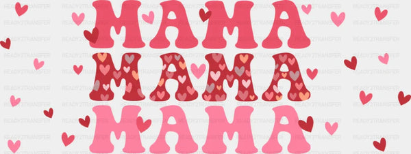 Mama Pink Hearts - Mom Cup Wrap UV Sticker Permanent UV DTF Decal