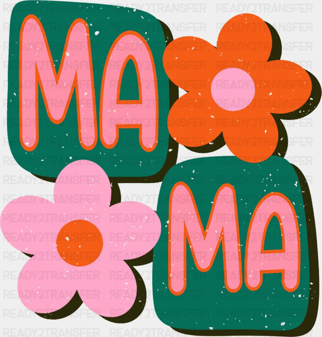 Mama Pink Orange Green Retro Design - Mother’s Day DTF Transfer