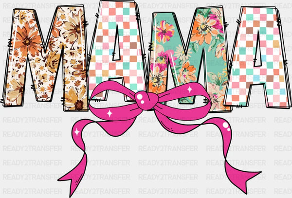 Mama Pink Ribbon With Flowers - Mother's Day DTF Transfer