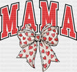 Mama Red And White Heart Bowtie - Mother’s Day DTF Transfer Adult Unisex - S & M (10’’) / Dark Color Design (See