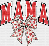 Mama Red And White Heart Bowtie - Mother’s Day DTF Transfer Adult Unisex - S & M (10’’) / Dark Color Design (See