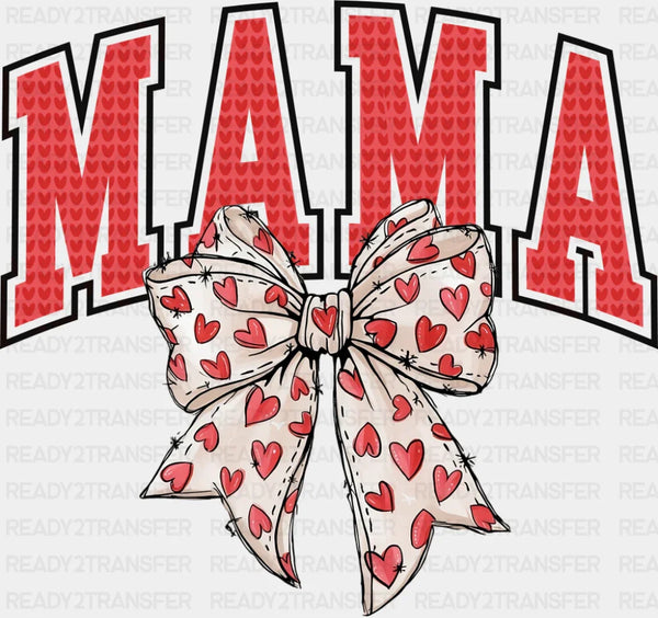 Mama Red And White Heart Bowtie - Mother's Day DTF Transfer