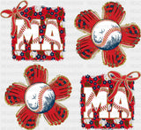 MAMA Red Baseball Flowers - Baseball DTF Transfer