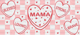Mama Red Heart Checkered Design - Mom Cup Wrap Uv Sticker Permanent Dtf Decal