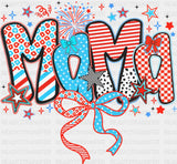 Mama Ribbons Stars And Fireworks - 4th Of July DTF Transfer