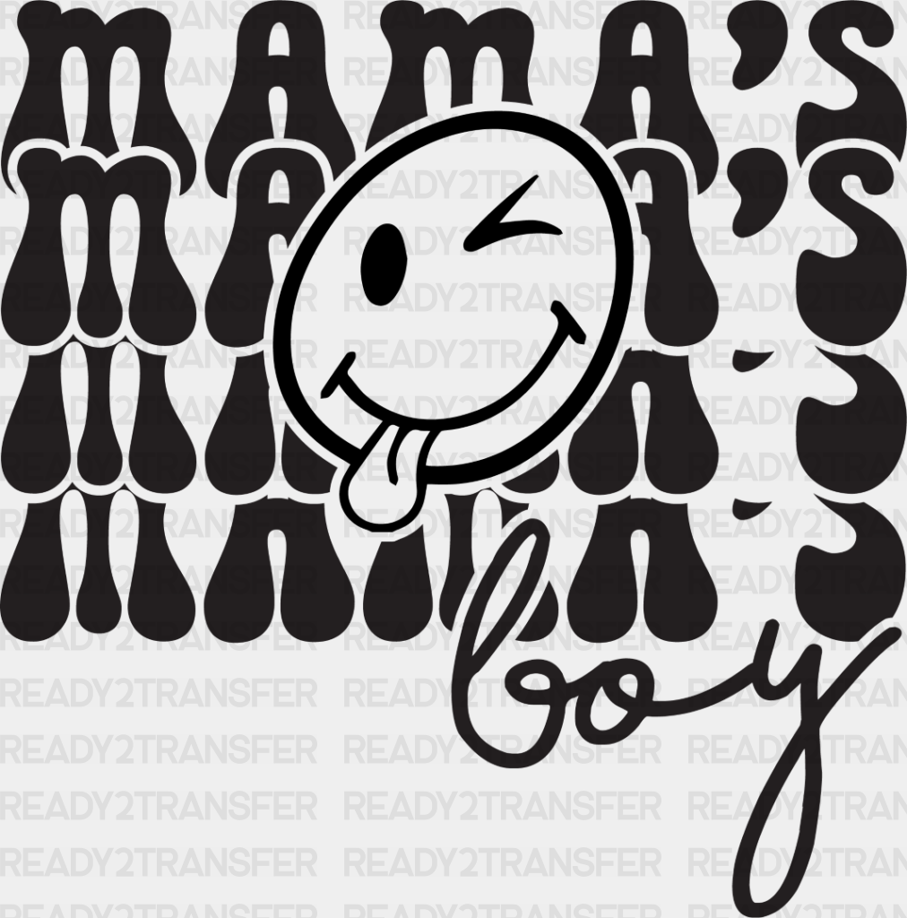 Mama’s Boy Smiley - Kids Dtf Heat Transfer Adult Unisex S & M (10’’) / Dark Color Design (See