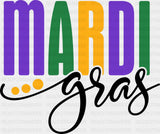 Mardi Gras B&W - Mardi Gras DTF Transfer Adult Unisex - S & M (10’’) / Dark Color Design (See Imaging)