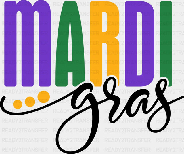 Mardi Gras B&W - Mardi Gras DTF Transfer Adult Unisex - S & M (10’’) / Dark Color Design (See Imaging)