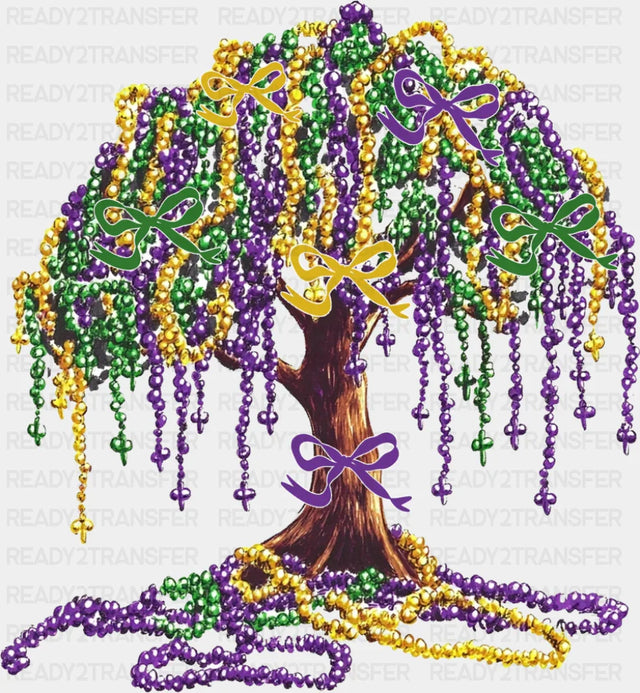 Mardi Gras Beads On Tree - Mardi Gras DTF Transfer