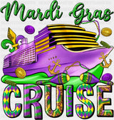 Mardi Gras Cruise - Mardi Gras DTF Transfer Adult Unisex - S & M (10’’) / Dark Color Design (See Imaging)