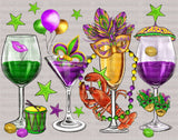 Mardi Gras Drinks DTF Transfer, Mardi Gras Heat Transfer - ready2transfer
