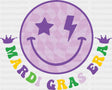 Mardi Gras Era Smiley - Mardi Gras DTF Transfer Adult Unisex - S & M (10’’) / Dark Color Design (See Imaging)