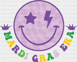 Mardi Gras Era Smiley - Mardi Gras DTF Transfer Adult Unisex - S & M (10’’) / Dark Color Design (See Imaging)