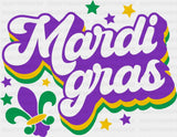 Mardi Gras Fleur de Lis - Mardi Gras DTF Transfer Adult Unisex - S & M (10’’) / Dark Color Design (See Imaging)